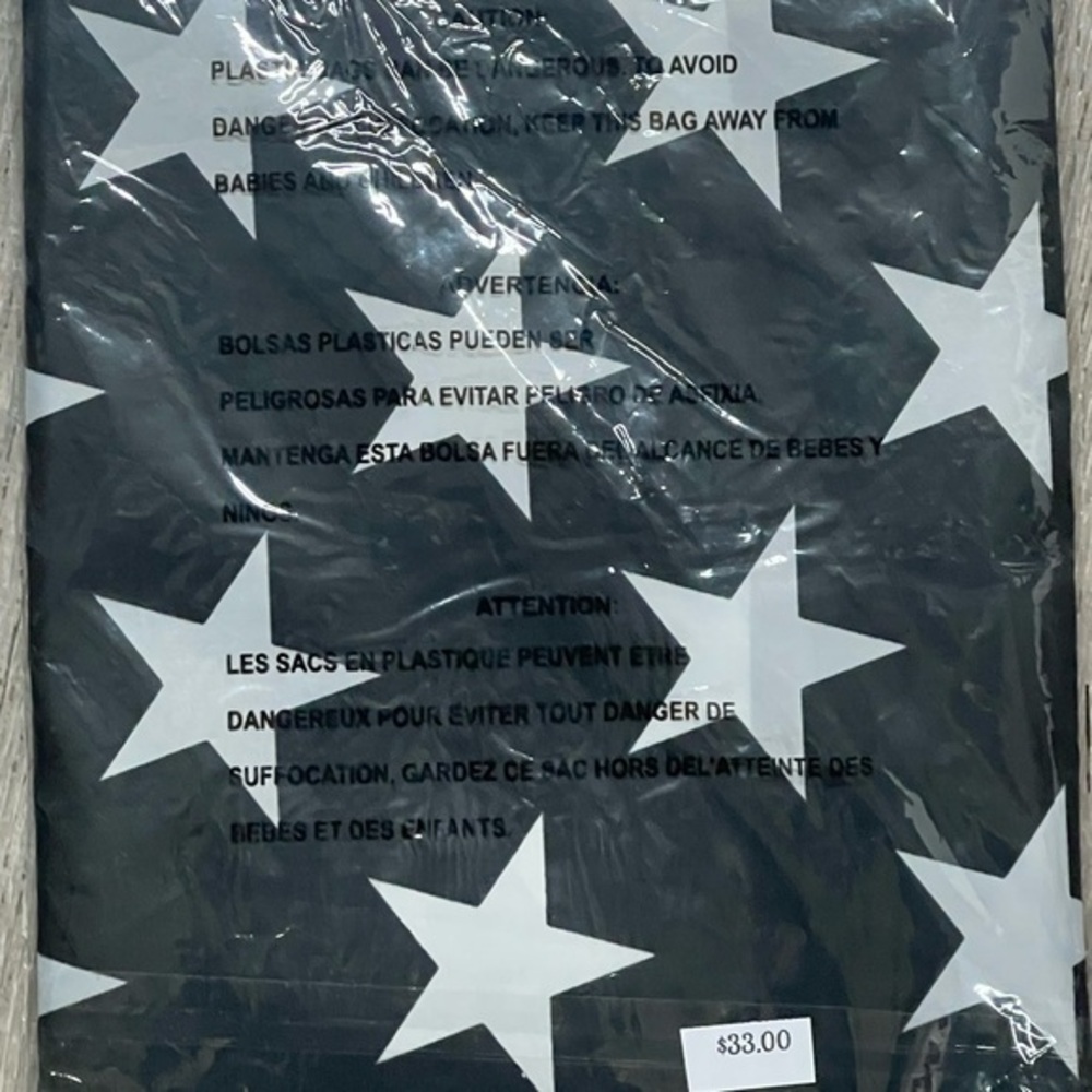 Blue line Flag  Blue and White Star Patterned Fabric, police honor flag